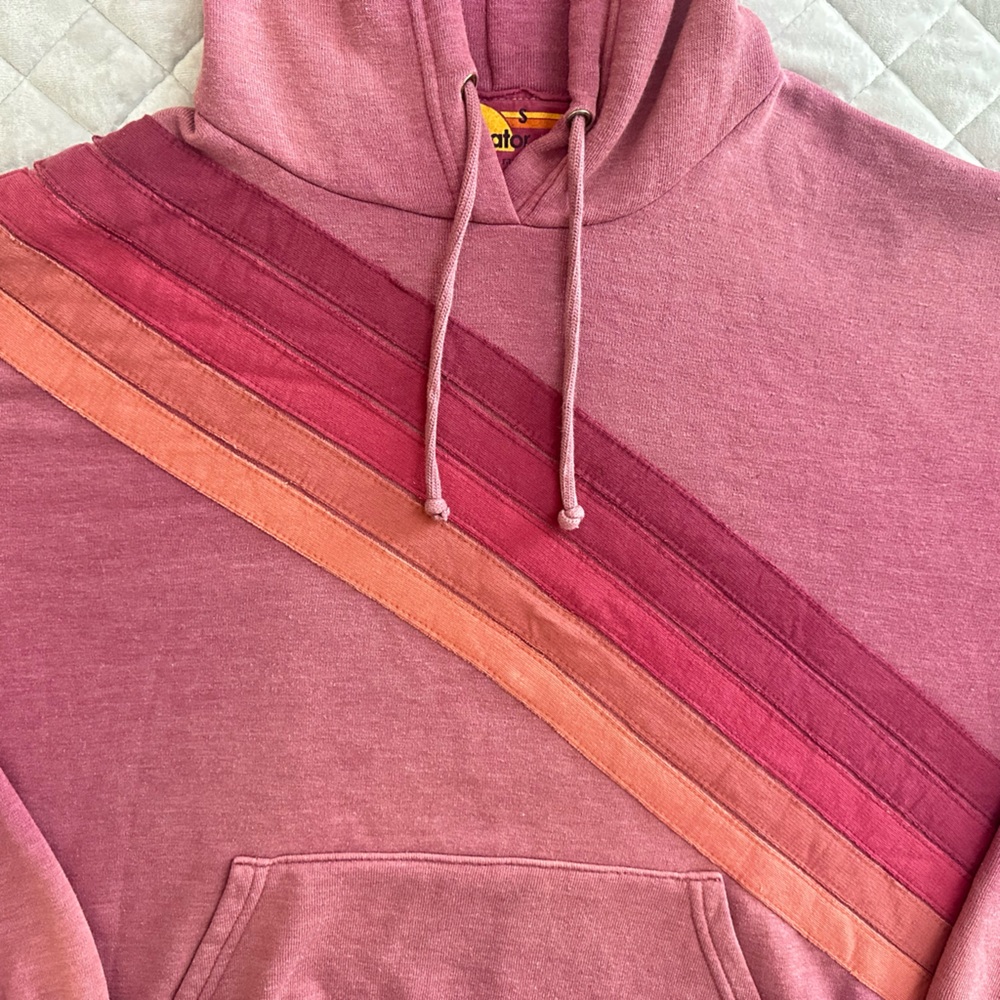 CROSS STRIPE RELAXED HOODIE FADED BERRY - Picture 3 of 3
